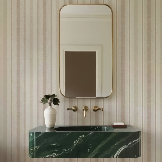 Ojai Stripe Wallpaper - Neutral Linen Texture Striped Wall Covering